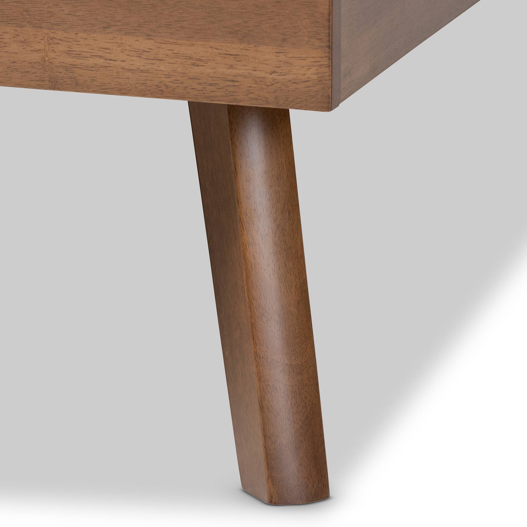 Alt View 1. Baxton Studio - Alke Mid-Century Modern Fabric Upholstered Walnut Brown Finished Wood Platform Bed - Dark Grey/Walnut.