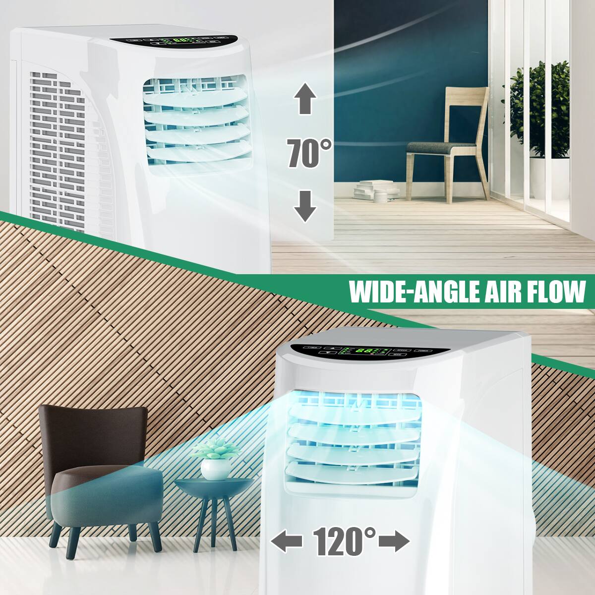 The text on the image reads: "70 Wide-Angle Air Flow 2 - 120".