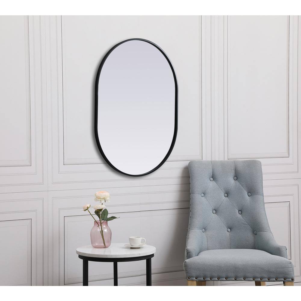 Alt View 4. Elegant Decor - Metal Frame Oval Mirror 27x36 Inch in Black - Black.