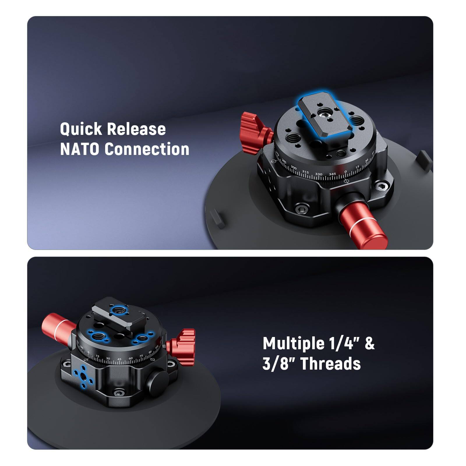 Quick Release NATO Connection

Multiple 1/4" & 3/8" Threads