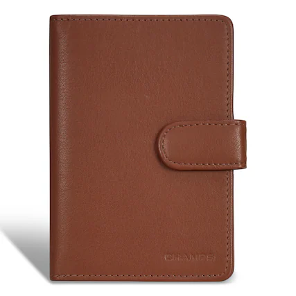 Front. Champs - Onyx Collection Leather Passport Case - Brown.