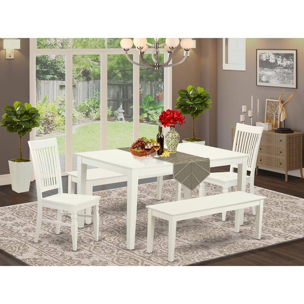Left. East West Furniture - Dining Room Set Linen White - Linen White.