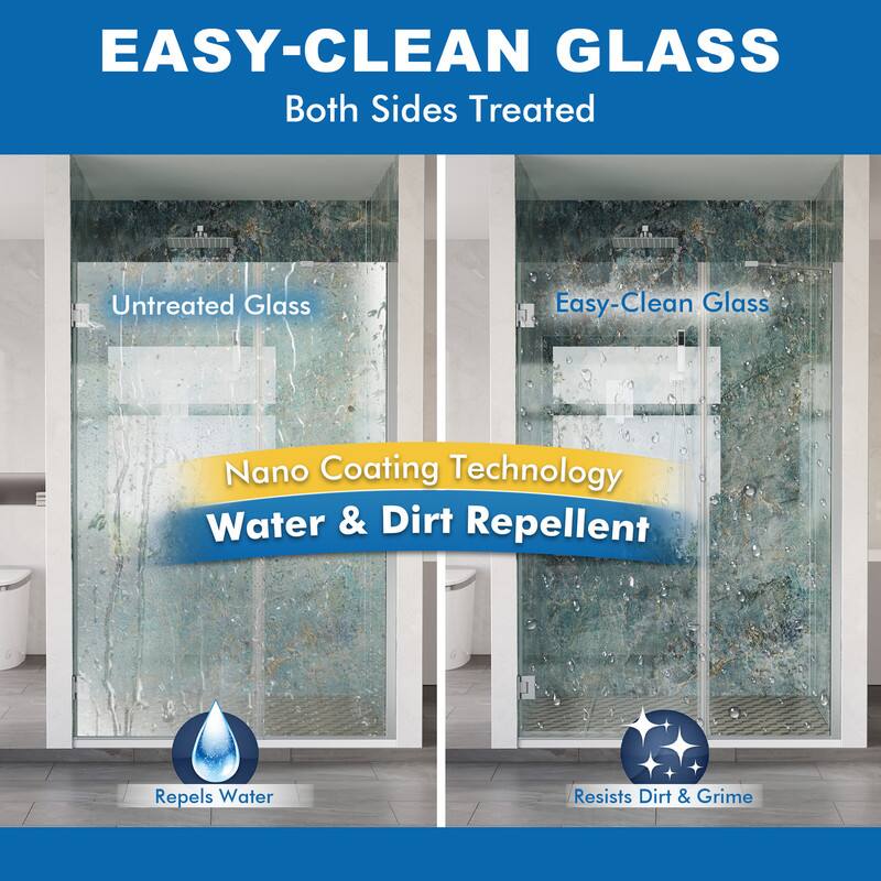 EASY-CLEAN GLASS  
Both Sides Treated  

Untreated Glass  
Easy-Clean Glass  

Nano Coating Technology  
Water & Dirt Repellent  

Repels Water  
Resists Dirt & Grime