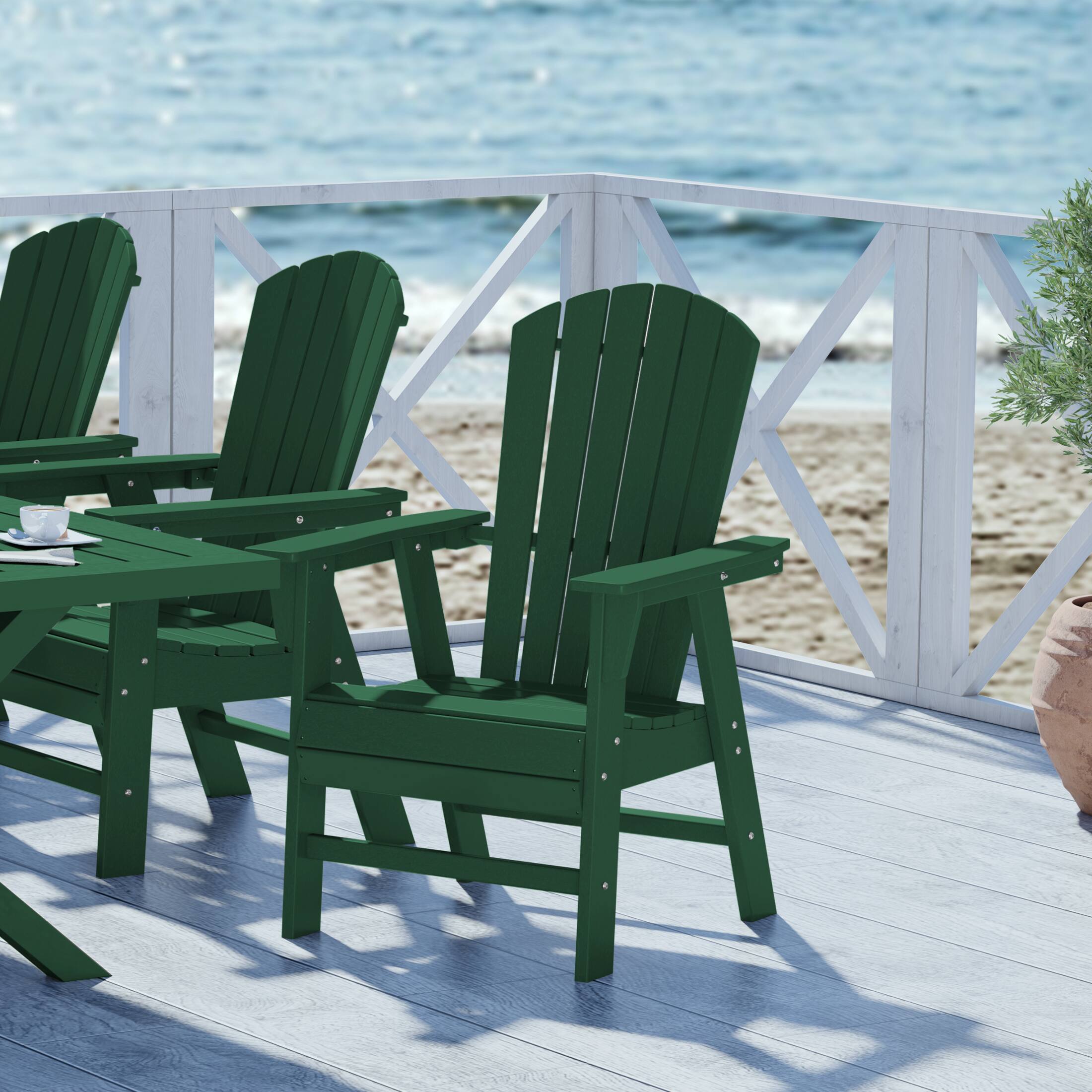 Angle. WestinTrends - WestinTrends Dylan Outdoor Patio Shell-back Adirondack Dining Chair Weather Resistant - Dark Green.