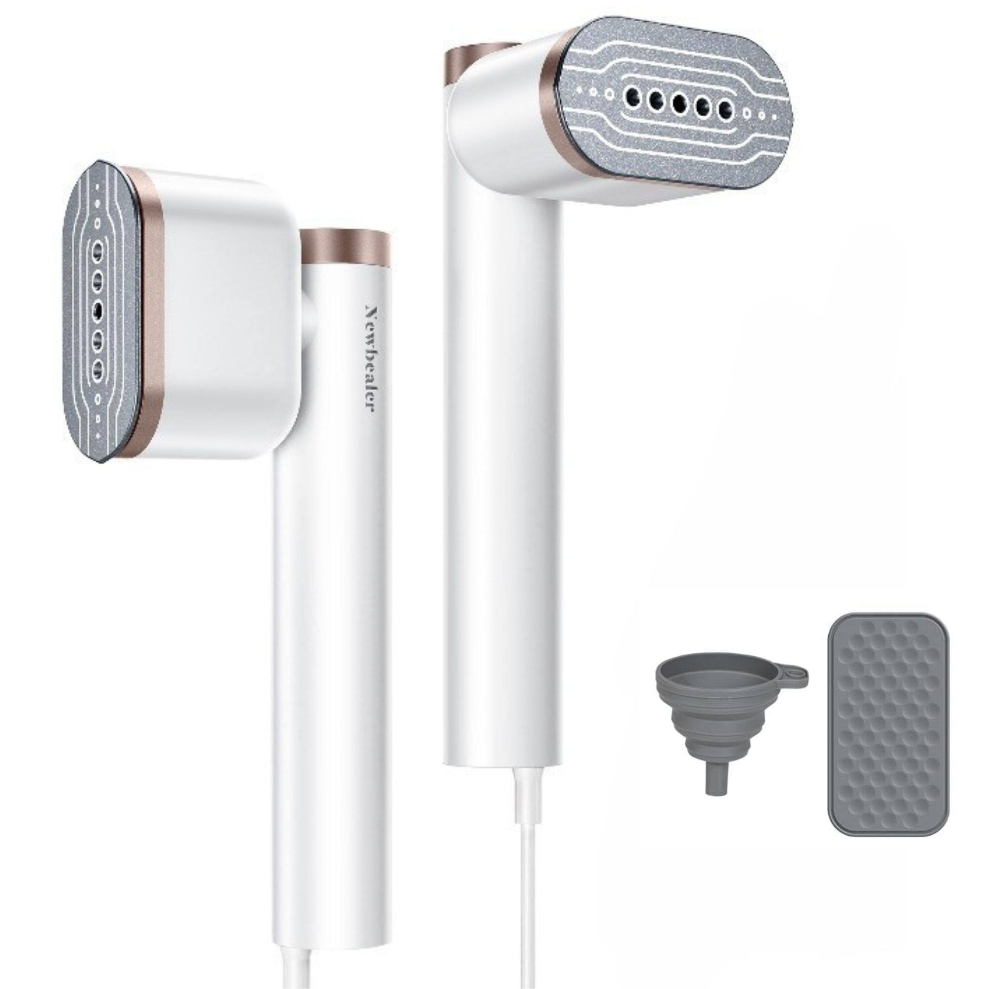 Newbealer - Steamer for Clothes, 1200W Portable Steam Iron, 2 Steam Levels, Horizontal and Vertical Steaming - Ivory