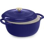 Front. Best Choice Products - Best Choice Products 6 Quart Cast-Iron Dutch Oven, Heavy-Duty Kitchenware w/ Enamel, Side Handles - Sapphire Blue - Sapphire Blue.