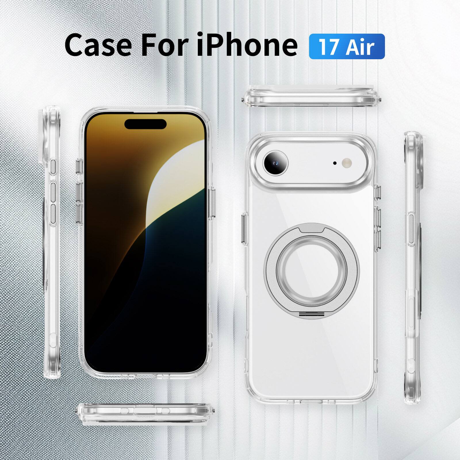 Alpha Digital - Full Protective iPhone 17Air Case w/ Magnetic Rotatable Ring Stand- Soft Flex, Anti-Drop/Fingerprint -360 shockproof - Clear price history on PriceWatchPro