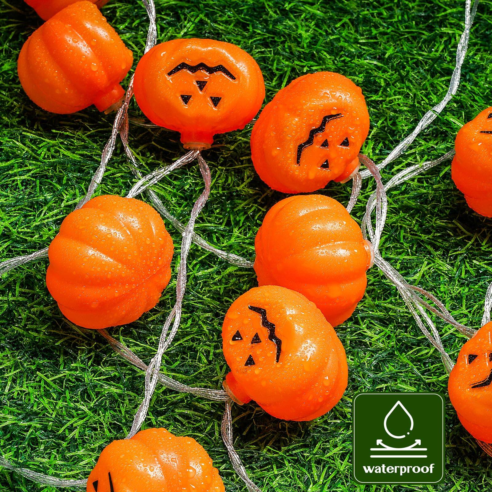 Alt View 4. GlowWise - 20ft Flexible Halloween Lights, 40 LED Battery Operated 8 Modes Waterproof Indoor/Outdoor Spooky Glow - Pumpkin Lights.