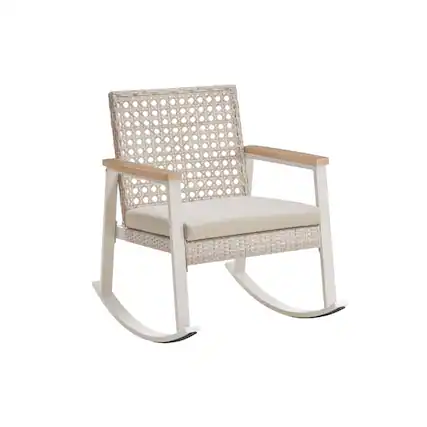 Front. Songmics Home - SONGMICS HOME Sencillo Collection - Outdoor Steel Rocking Chair Bone Color - Beige.