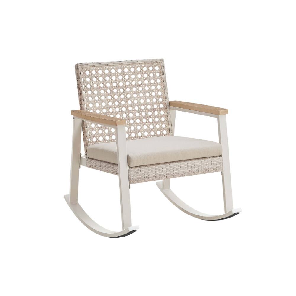 Songmics Home - Sencillo Collection - Outdoor Steel Rocking Chair Bone Color - Beige