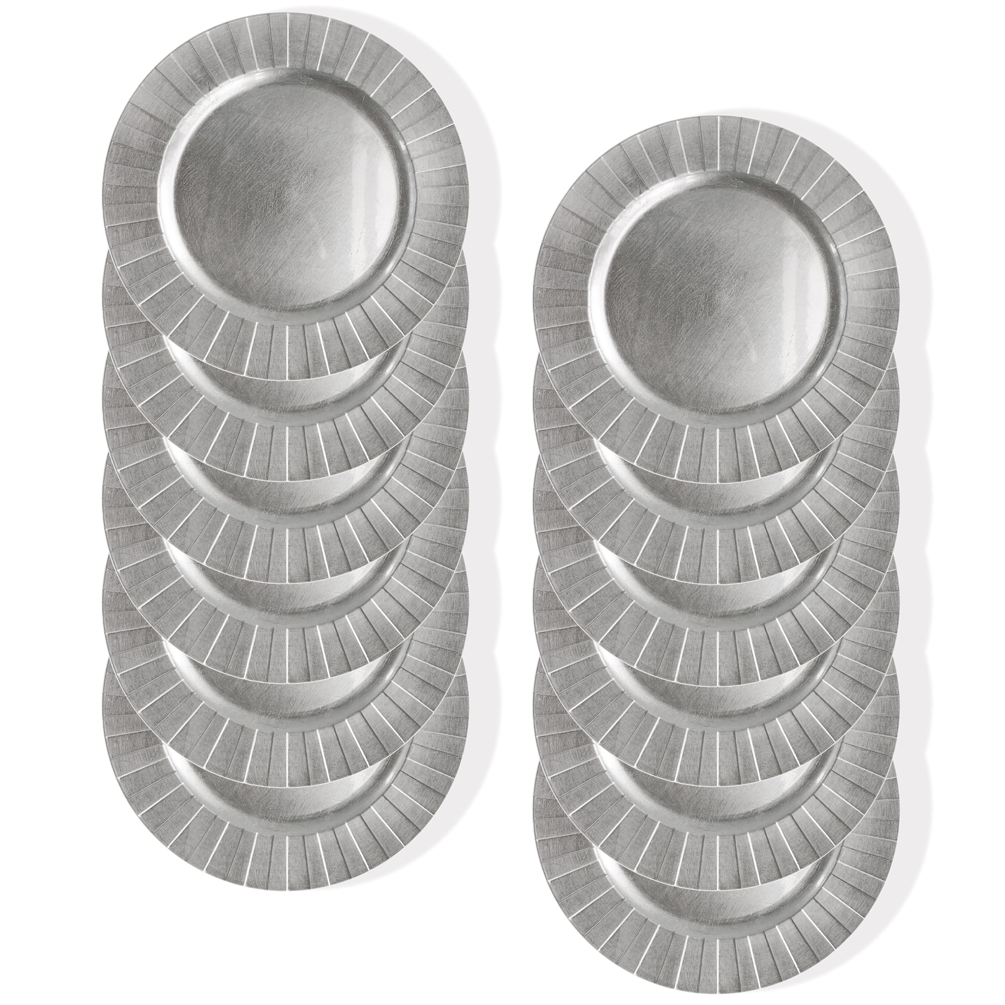 American Atelier - Burst Charger Plate Set- 12 Pieces - Silver