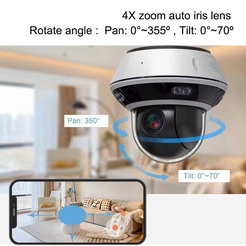 4X zoom auto iris lens  
Rotate angle: Pan: 0°~355°, Tilt: 0°~70°  
Pan: 350°  
Tilt: 0°~70°