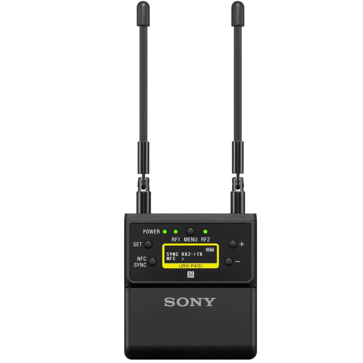 POWER RF1 MENU RF2 SET SYNC RX2->TX TX NFC NFC SYNC URX-P41D SONY