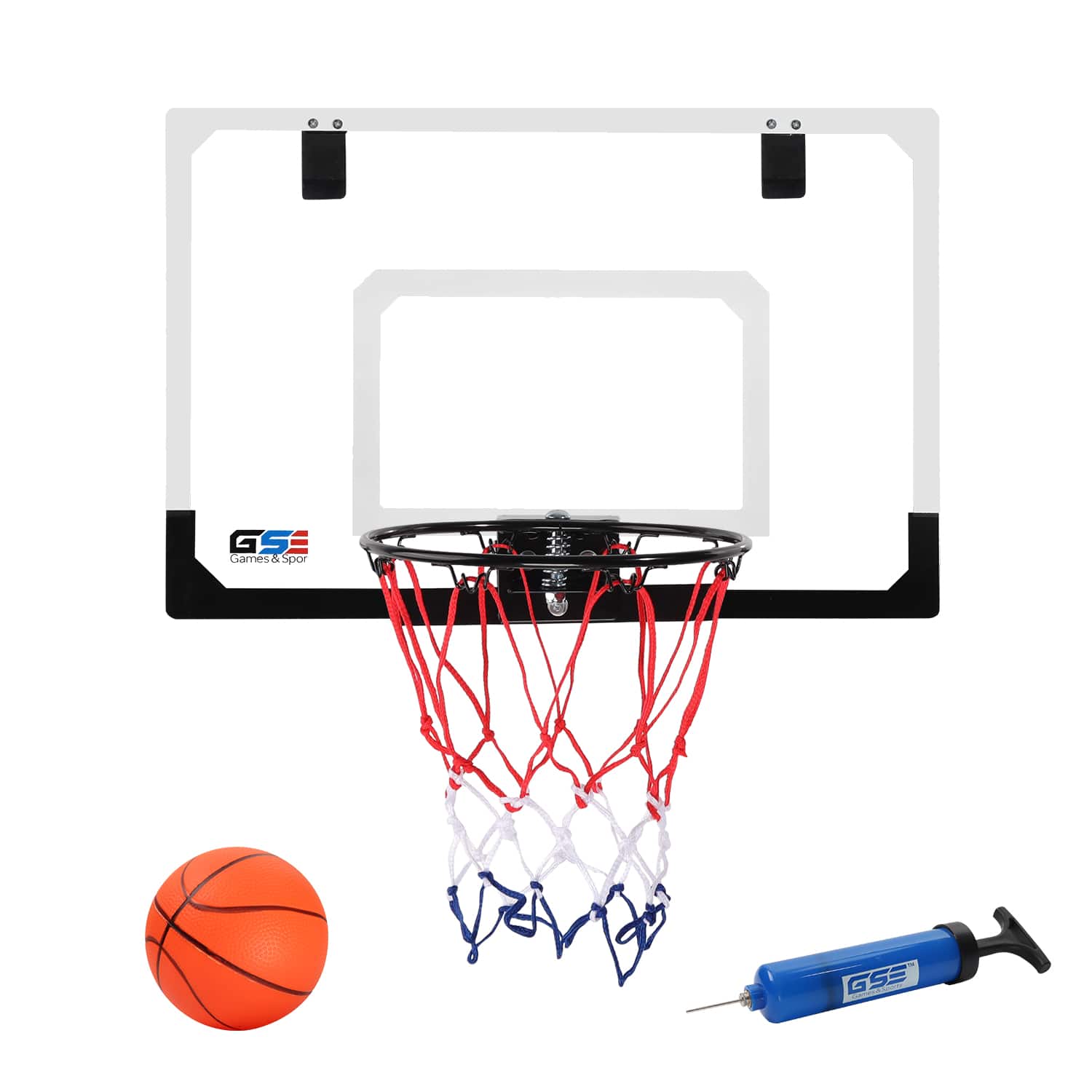 GSE Games & Sports Expert - 17.75" x 12" Over-The-Door Pro Basketball Hoop with Basketball & Pump, Mini Basketball Hoop Set