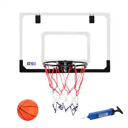 GSE Games & Sports Expert - 17.75" x 12" Over-The-Door Pro Basketball Hoop with Basketball & Pump, Mini Basketball Hoop Set
