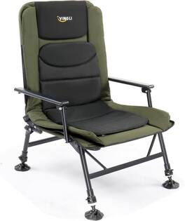 Winado - Foldable Camping Fishing Beach Chair, Camping Chair with Adjustable High Back Seat Chair for Indoor Outdoor Garden Beach - Army Green & Black