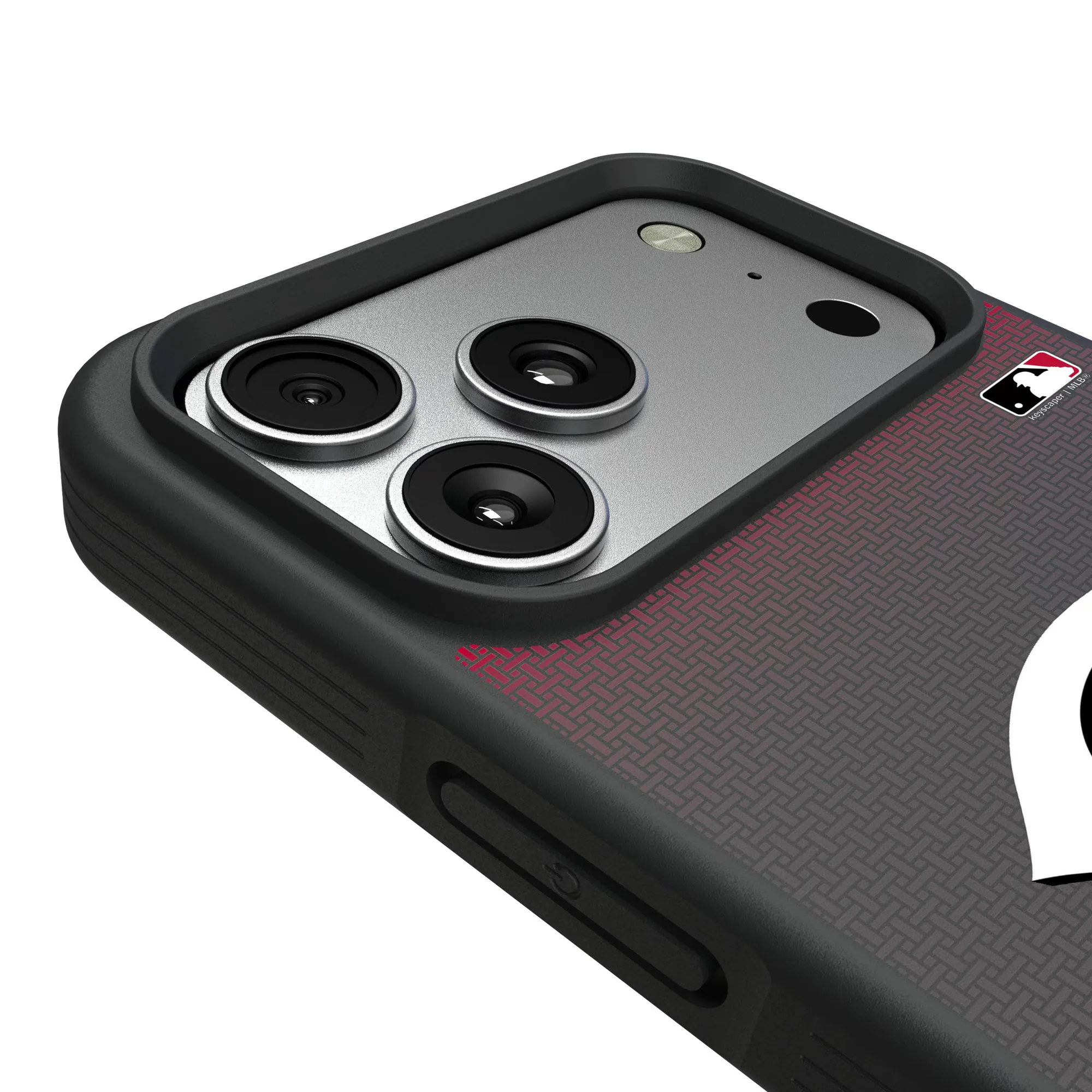 Alt View 2. Keyscaper - Cincinnati Reds Bump Case with 8.2ft Drop Protection - 14 Pro Max - Black.