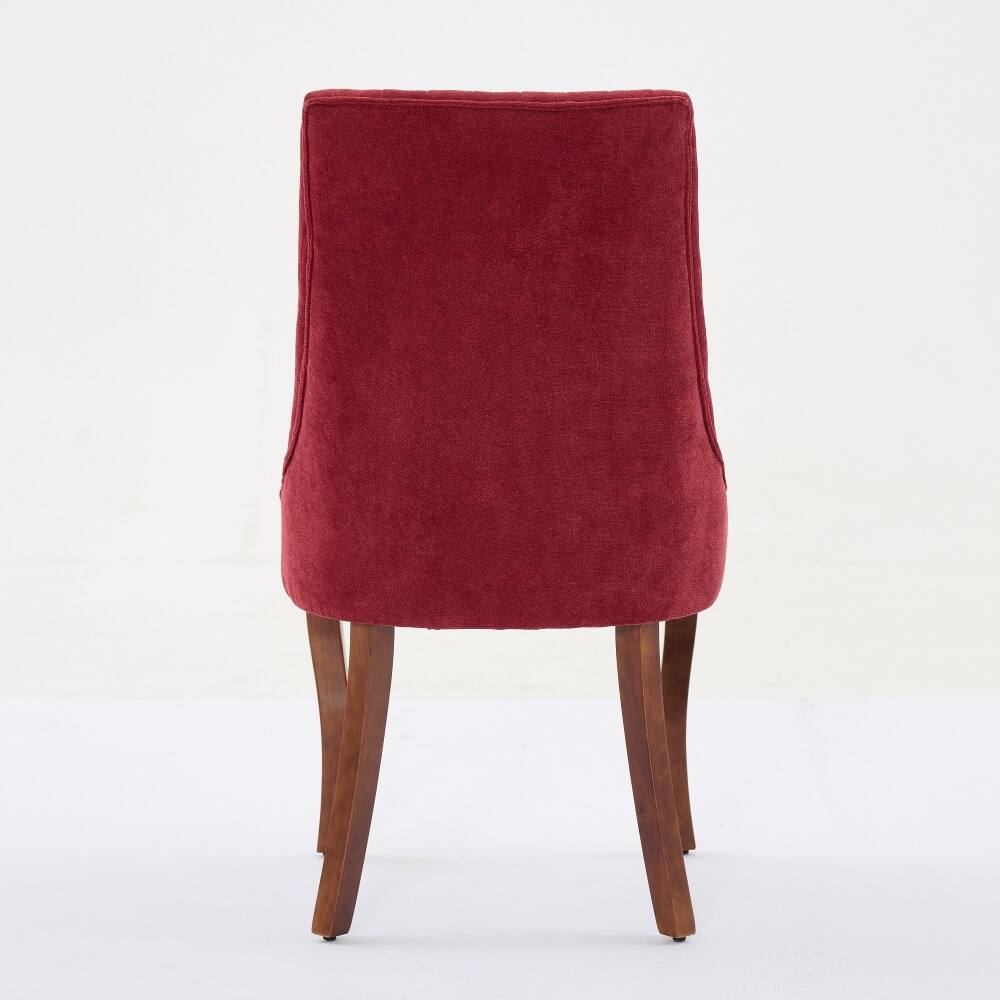 Alt View 3. Loheer - Loheer Wine Red Dining Chairs Set of 2 High Back Upholstered Accent Chair with Solid Wood Legs - Wine Red.