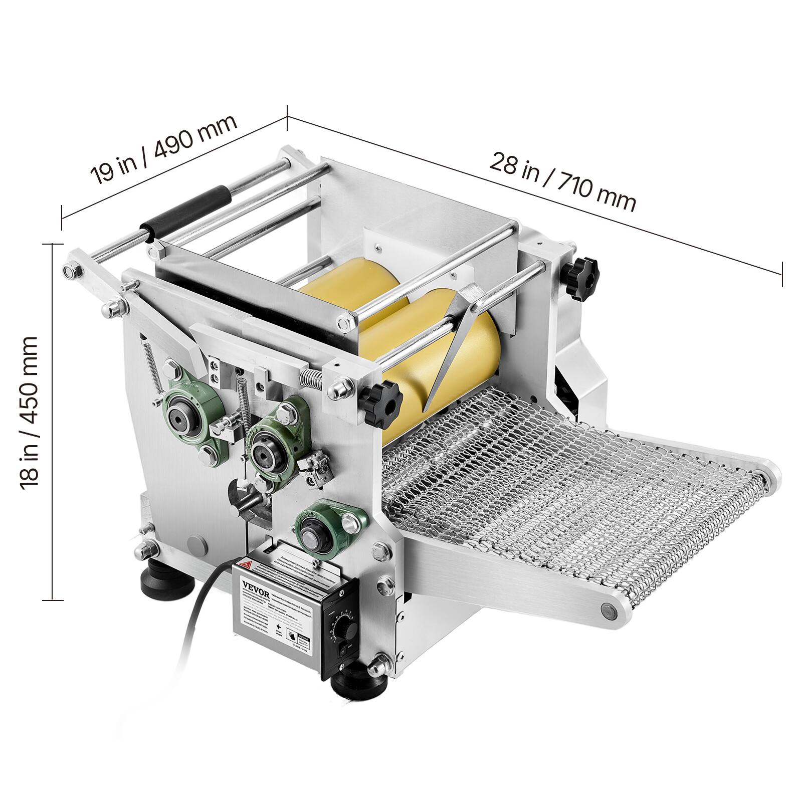- Width: 28 in / 710 mm
- Depth: 19 in / 490 mm
- Height: 18 in / 450 mm