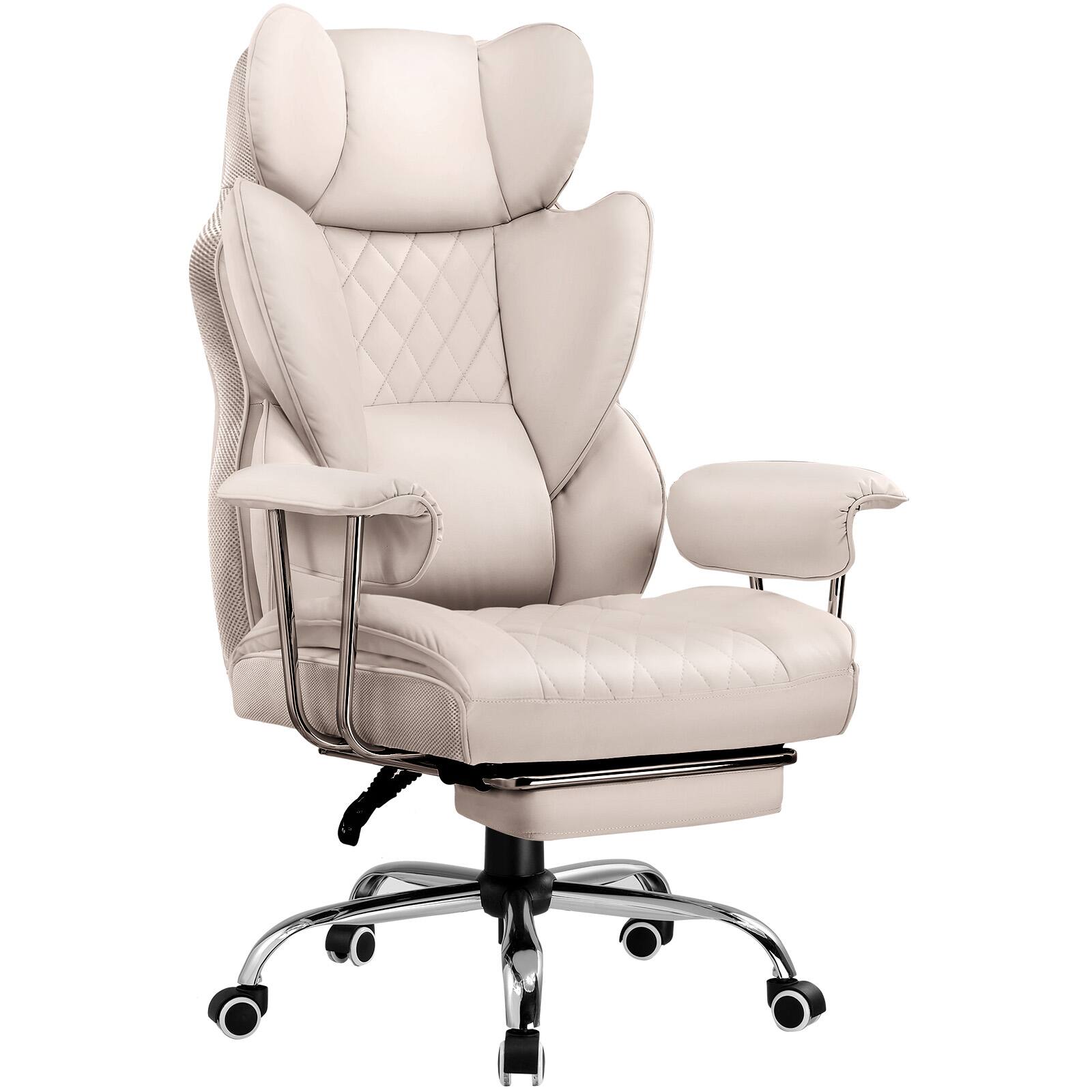 GTPlayer - 400lbs Heavy Duty Computer Chair Faux Leather Comfortable Ergonomic Gaming Chair with Soft Armrests - Pink