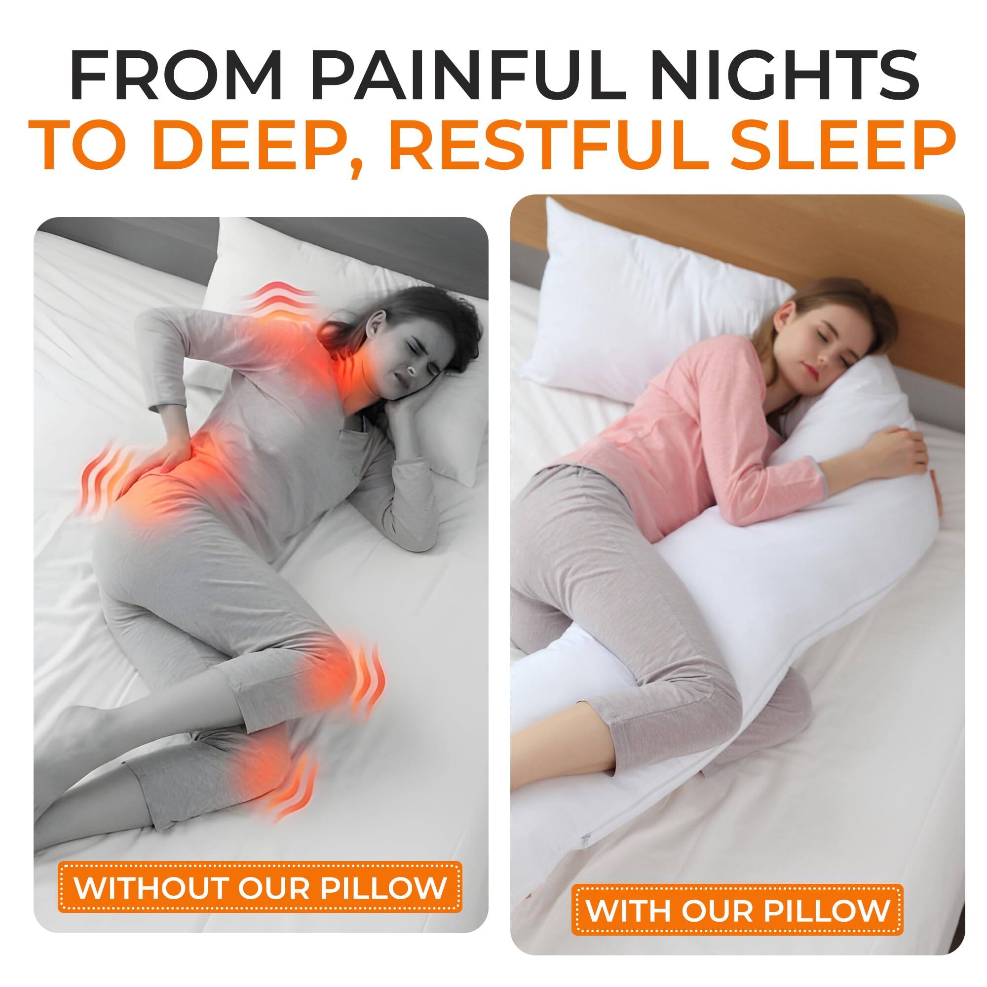 FROM PAINFUL NIGHTS TO DEEP, RESTFUL SLEEP

WITHOUT OUR PILLOW

WITH OUR PILLOW
