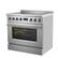 Angle. Forno Appliances - 36 in. Wide 0 Elements Torino 5.36 Cu. Ft. Freestanding Induction True Convection Range - Silver.