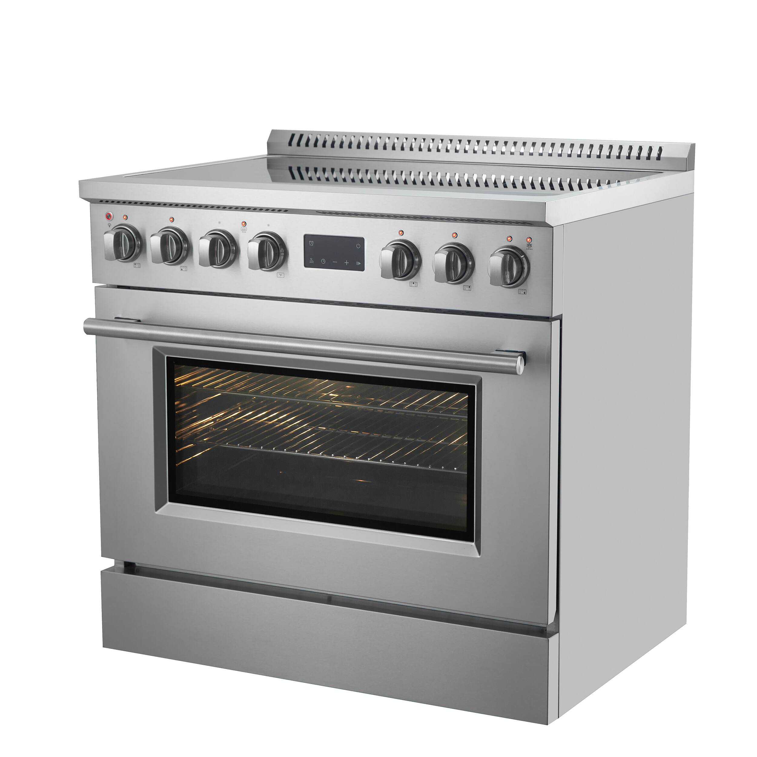 Angle. Forno Appliances - Torino 5.36 Cu. Ft. Freestanding Induction True Convection Range - Silver.