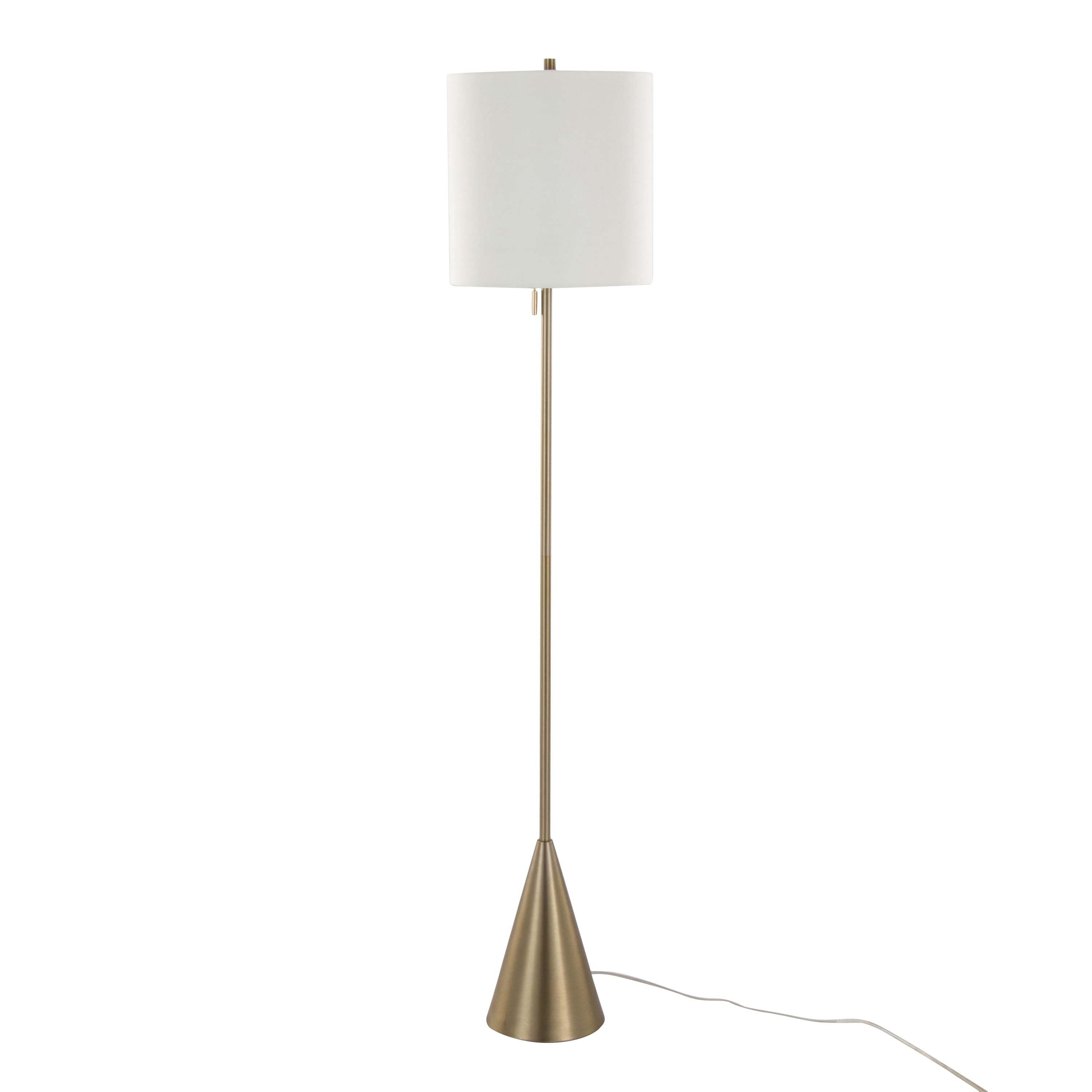 Loheer - 64 Inch Floor Lamp Contemporary Metal Standing Light with White Linen Shade for Living Room Bedroom - Gold