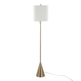 Loheer - 64 Inch Floor Lamp Contemporary Metal Standing Light with White Linen Shade for Living Room Bedroom - Gold