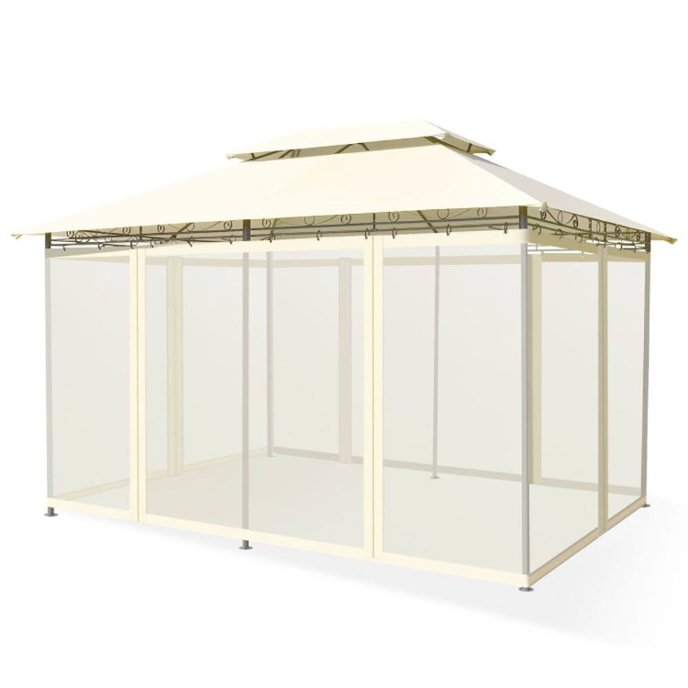 Angle. Kadyn - 10 Feet x 13 Feet Tent Canopy Shelter with Removable Netting Sidewall-Beige, Outdoor Gazebo Party Tent Canopy Tent.