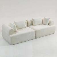 Alt View 8. Kadyn - 96" Full-Foam Modular Sectional Sofa, 2-Piece Boucle Cloud Couch, Compressed Shipping - White.