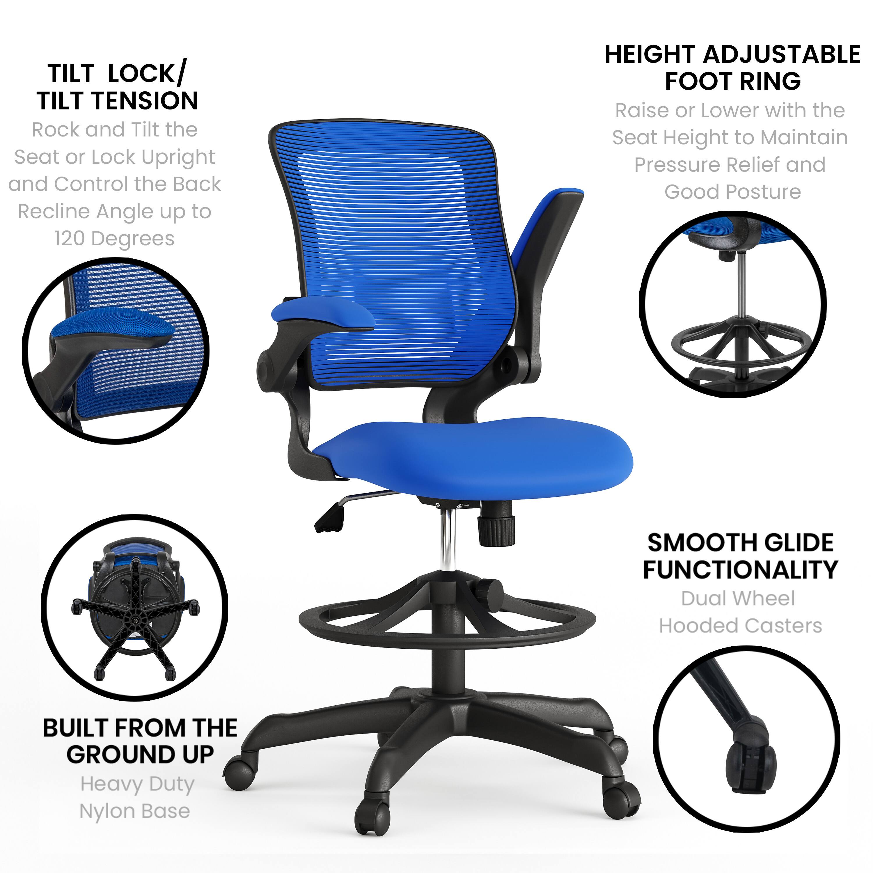 - **TILT LOCK/ TILT TENSION**  
  Rock and Tilt the Seat or Lock Upright and Control the Back Recline Angle up to 120 Degrees

- **HEIGHT ADJUSTABLE FOOT RING**  
  Raise or Lower with the Seat Height to Maintain Pressure Relief and Good Posture

- **SMOOTH GLIDE FUNCTIONALITY**  
  Dual Wheel Hooded Casters

- **BUILT FROM THE GROUND UP**  
  Heavy Duty Nylon Base