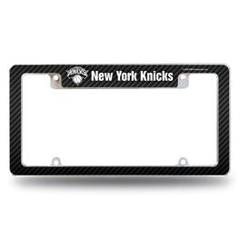 Rico Industries - New York Knicks NBA Chrome Metal License Plate Frame with Carbon Fiber Design - Multi
