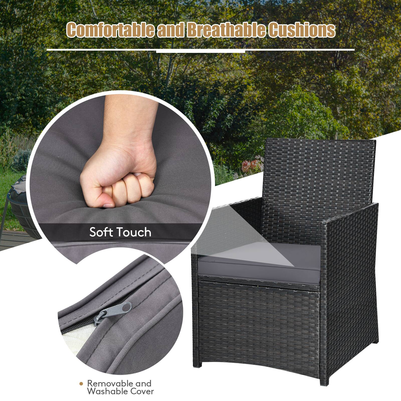 Comfortable and Breathable Cushions
Soft Touch
Removable and Washable Cover