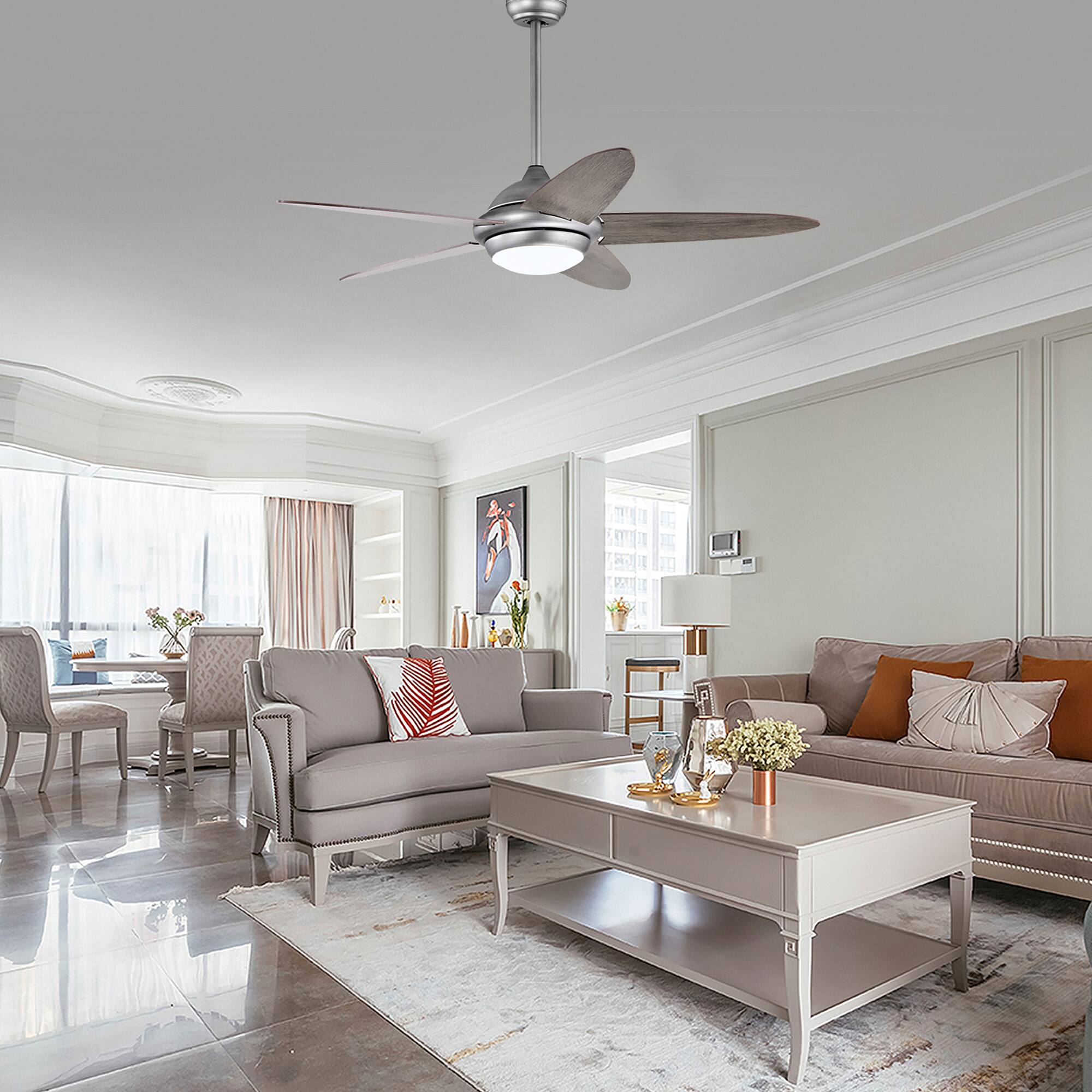 Alt View 3. Costway - Costway 52'' Ceiling Fan with LED Lights & Remote Control 1/2/4/8H Timer & 3 Fan Speeds - Silver.