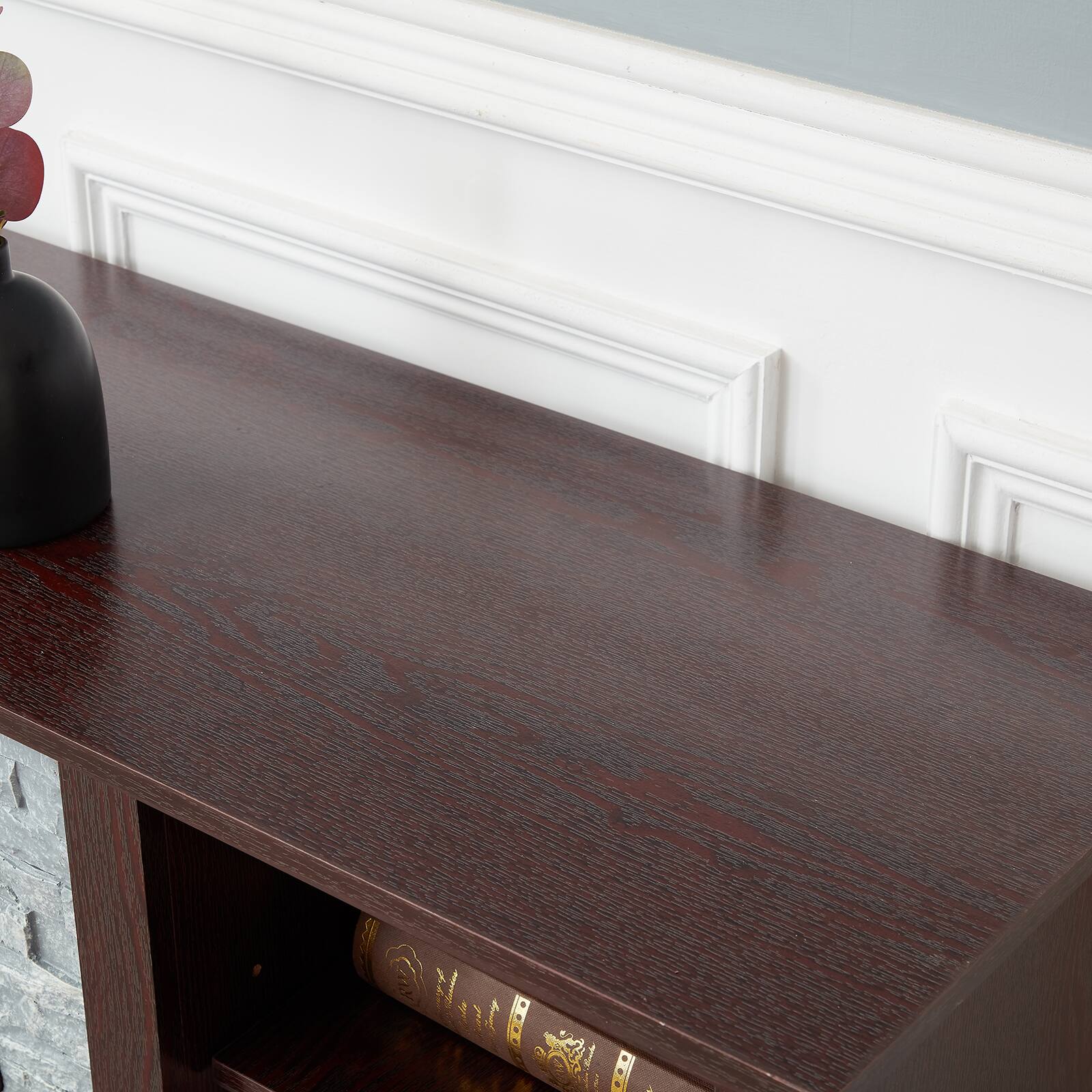 Alt View 1. Chateau Abodes - 58" Modern TV Stand Stone Entertainment Console with Open Storage for TV Up to 65" - Cherry.