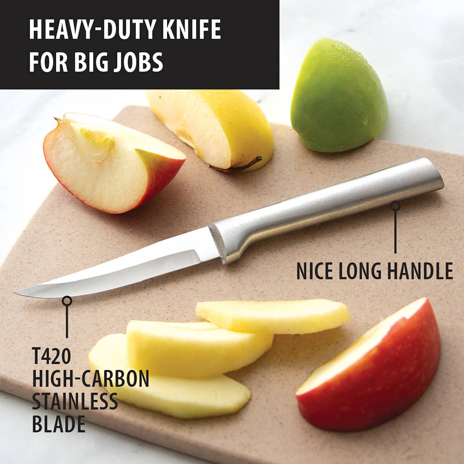 HEAVY-DUTY KNIFE FOR BIG JOBS

NICE LONG HANDLE

T420 HIGH-CARBON STAINLESS BLADE