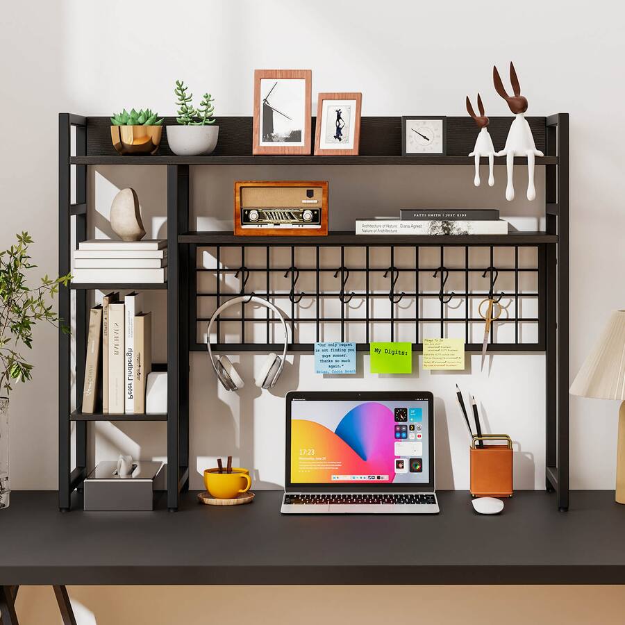 Desktop Display Rack For Costway Desk Shelf 4 Tier Desktop Display Rack with Metal Grid Panel ...