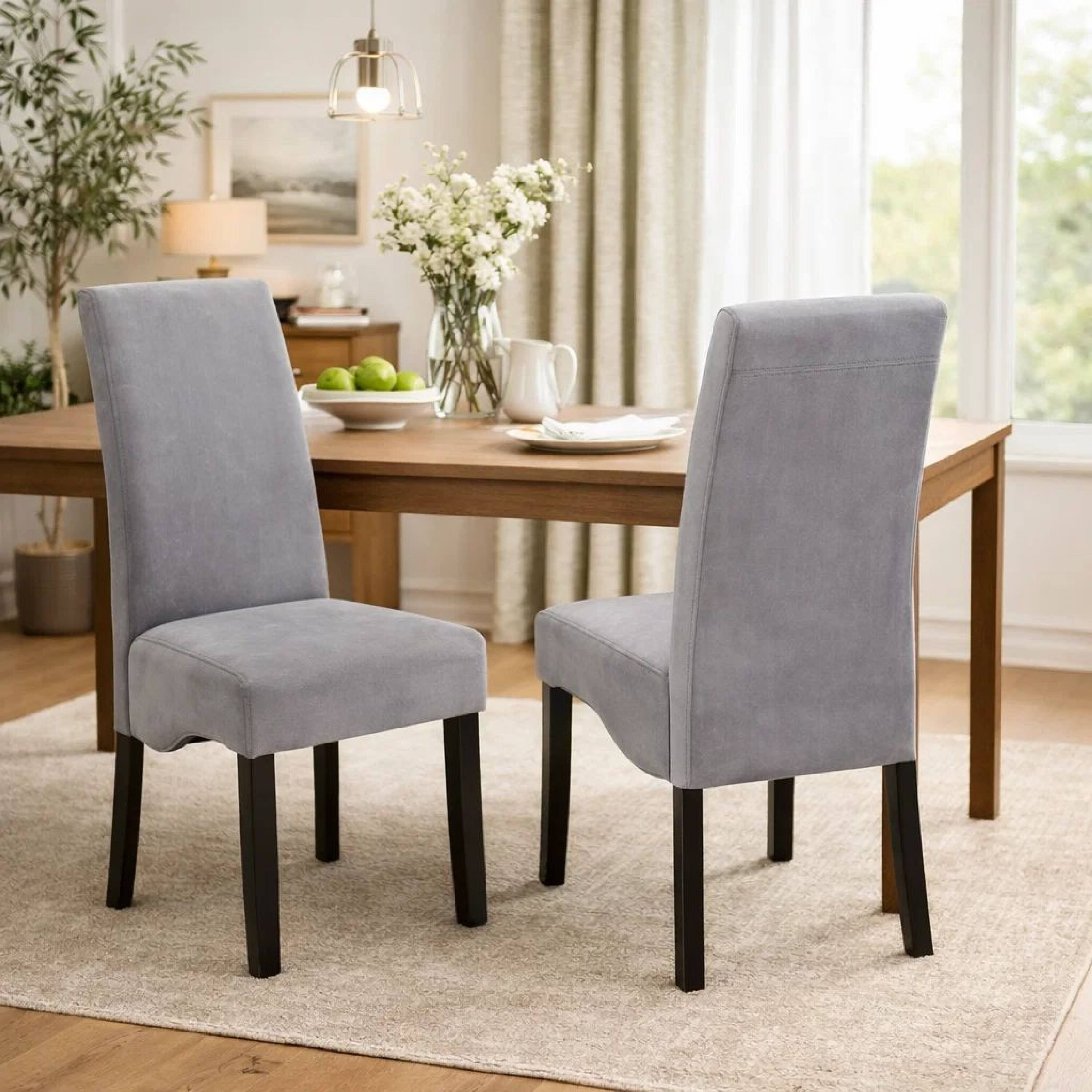 Alt View 7. Manhattan Lane - Comfy Wooden Dining Chair, Gray And Black, Set of 2 - Gray And Black.