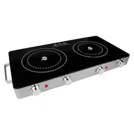 Brentwood - Select 1800 Watt Double Infrared Electric Countertop Burner in Stainless Steel with Timer - Silver
