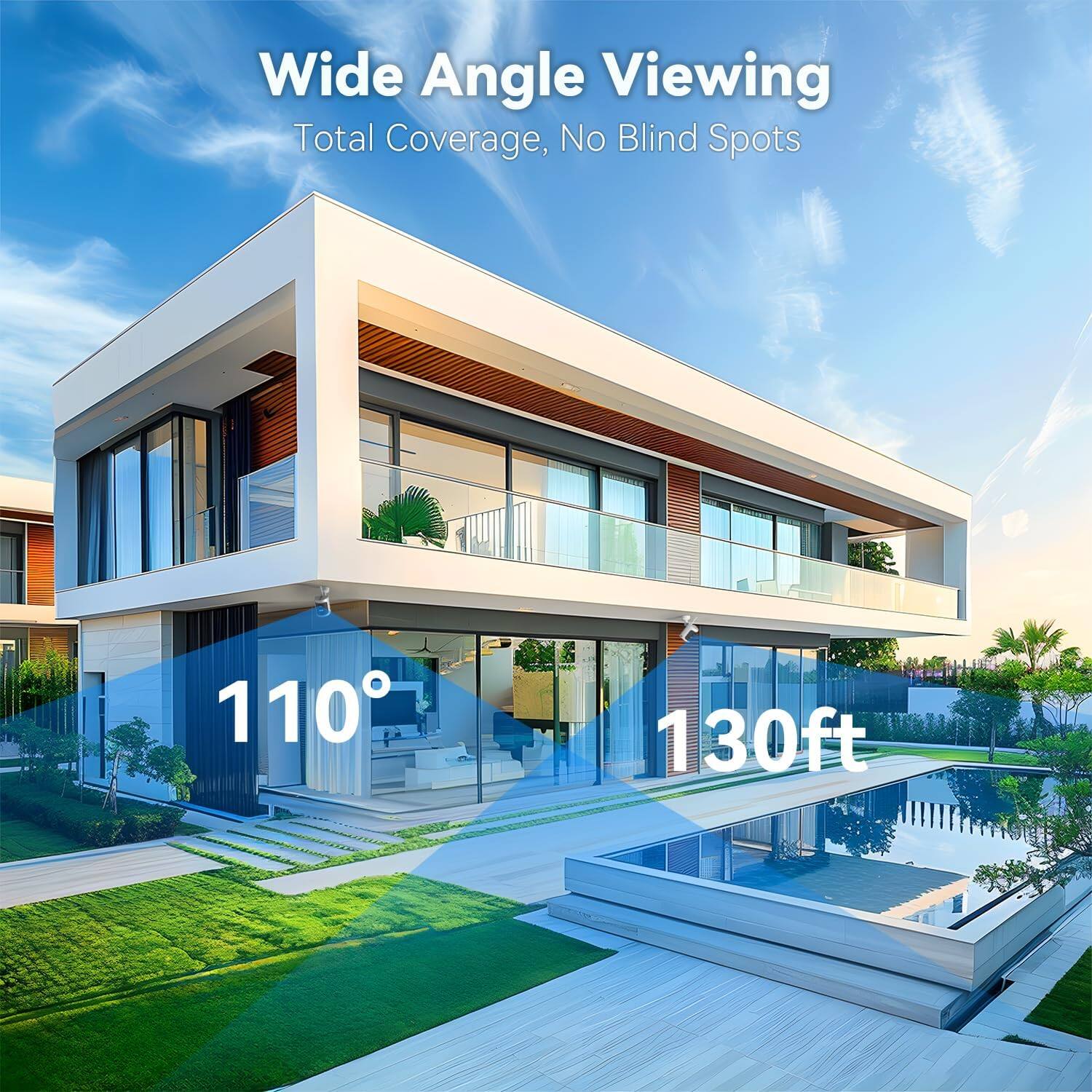 Wide Angle Viewing Total Coverage, No Blind Spots 110 1 1 0 130ft