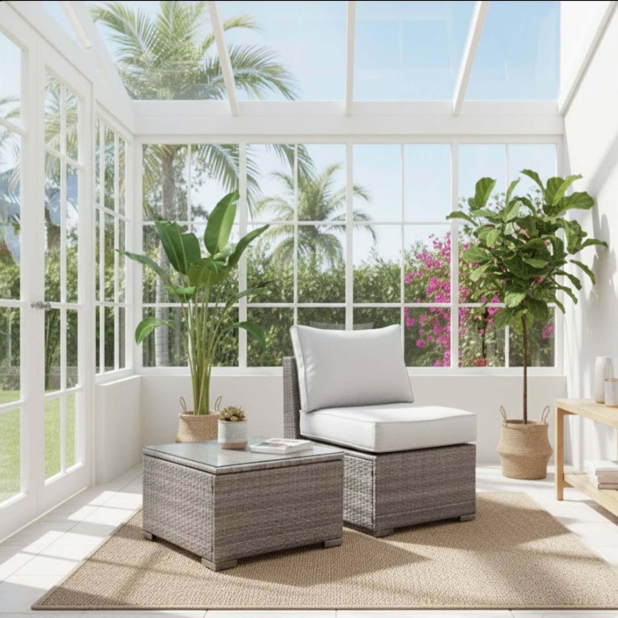 Angle. Mondawe - 2-Piece All-Weather Outdoor Rattan Patio Furniture Set - Brown+Light Gray.