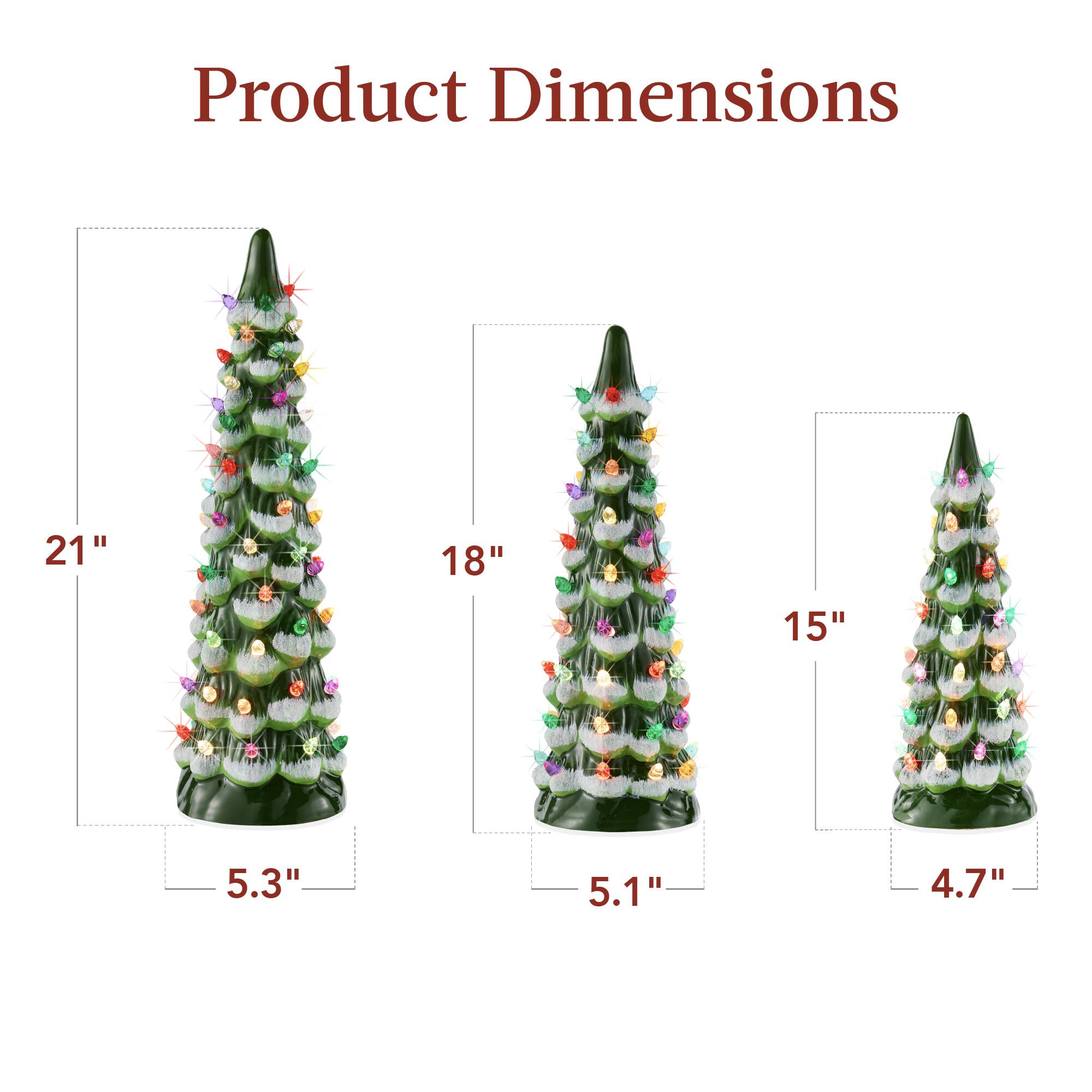 Product Dimensions  
21" x 5.3"  
18" x 5.1"  
15" x 4.7"
