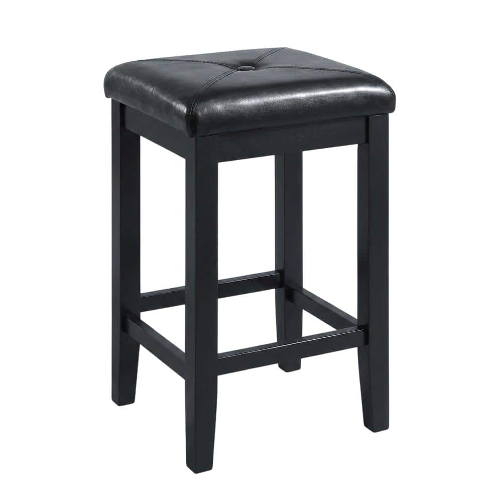 Crosley Furniture - Upholstered Square Seat 2Pc Counter Height Bar Stool Set - 2 Stools - Black