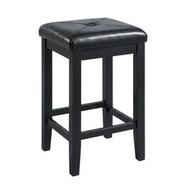 Crosley Furniture - Upholstered Square Seat 2Pc Counter Height Bar Stool Set - 2 Stools - Black