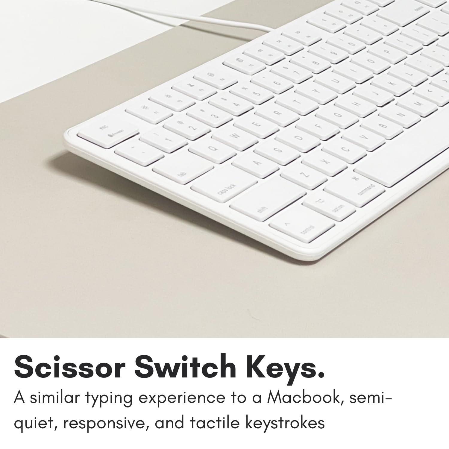 Scissor Switch Keys.  
A similar typing experience to a Macbook, semi-quiet, responsive, and tactile keystrokes