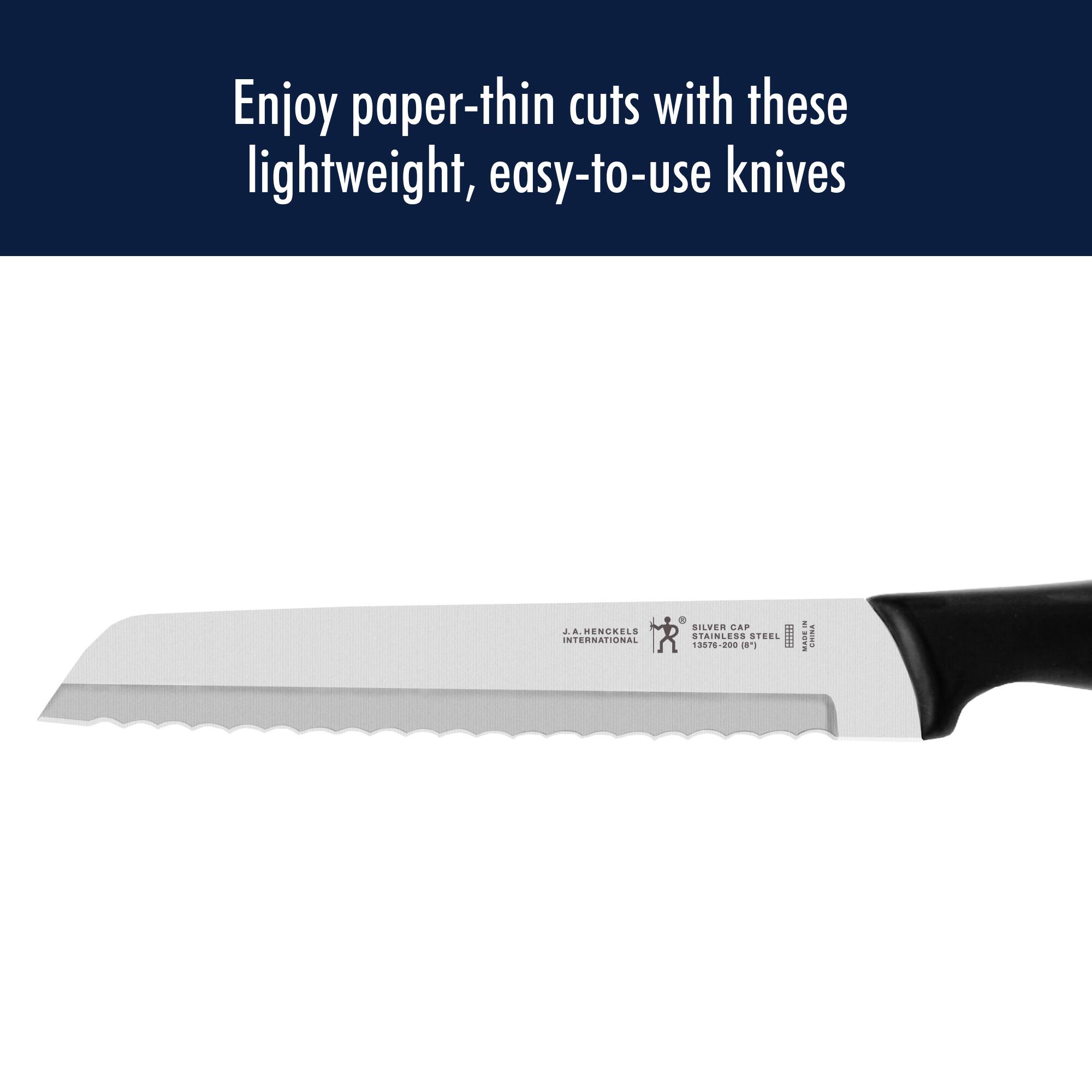 Enjoy paper-thin cuts with these lightweight, easy-to-use knives

J.A. Henckels International
Silver Cap Stainless Steel
1.2676.200
