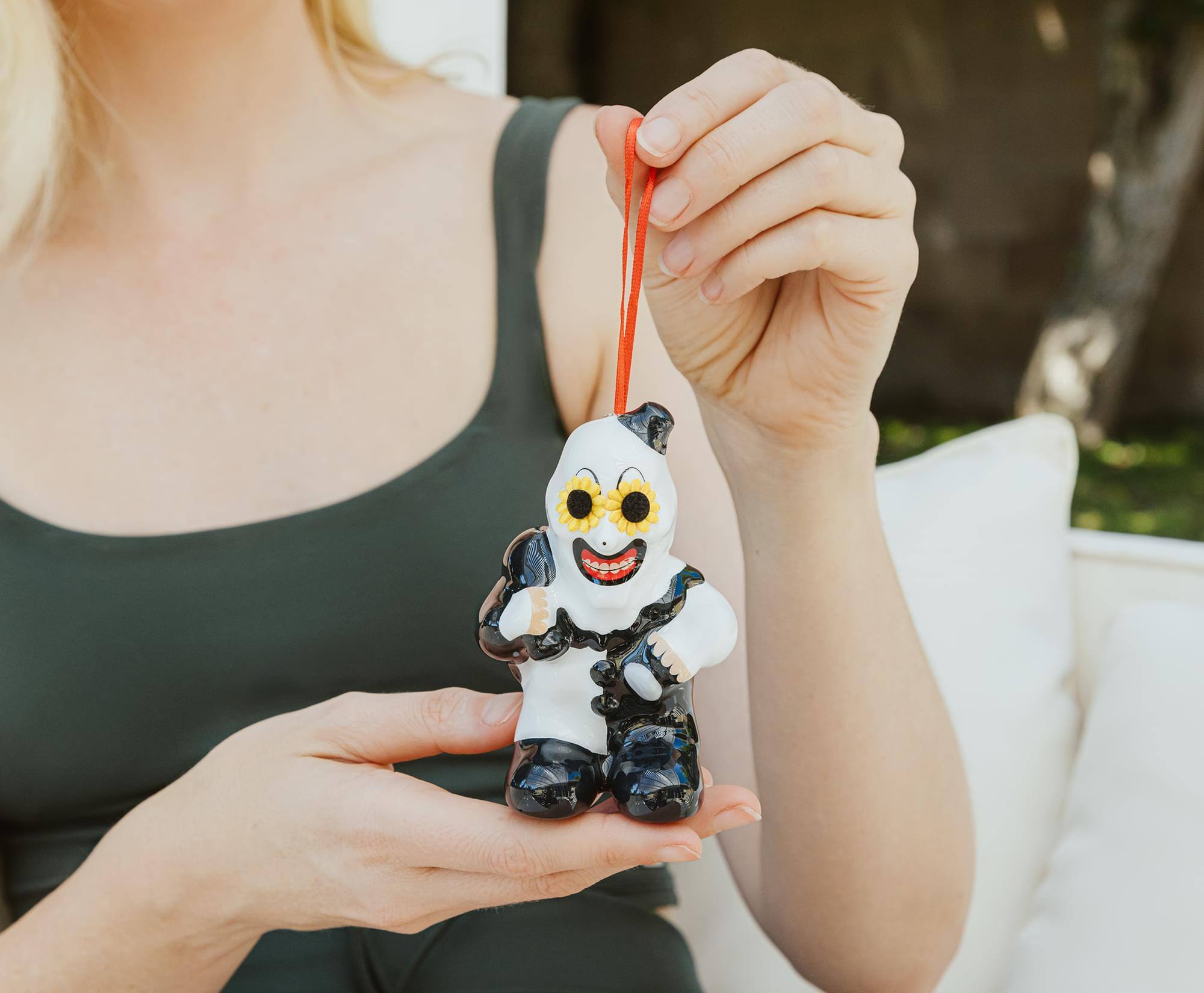 Alt View 2. Surreal Entertainment - Terrifier Art The Clown 4-Inch Shatterproof Decoupage Ornament - White.