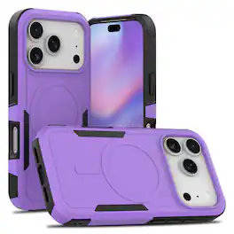 Dteck - Magnetic Rugged Phone Case for iPhone 17 Pro Max Hybrid Dual Layer Hard PC TPU Bumper Protection Cover - Purple