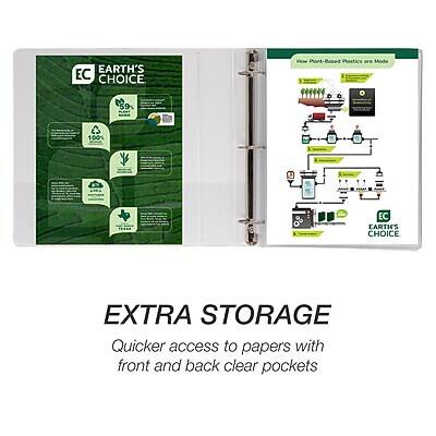 **EARTH'S CHOICE**

**How Plant-Based Plastics are Made**

- 100% Plant-Based
- 100% Compostable
- 100% Recyclable
- 100% Biodegradable

**EXTRA STORAGE**
Quicker access to papers with front and back clear pockets

**How Plant-Based Plastics are Made**
- Plant Material
- Bioplastic
- Injection Molding
- Product
- Compostable

**EARTH'S CHOICE**